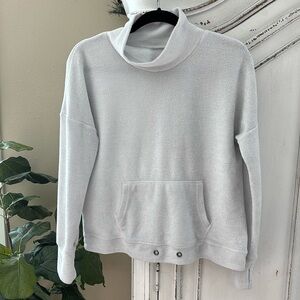 ZYIA Active White Pocket Drawstring Mock Sweatshirt, Women’s Size Small